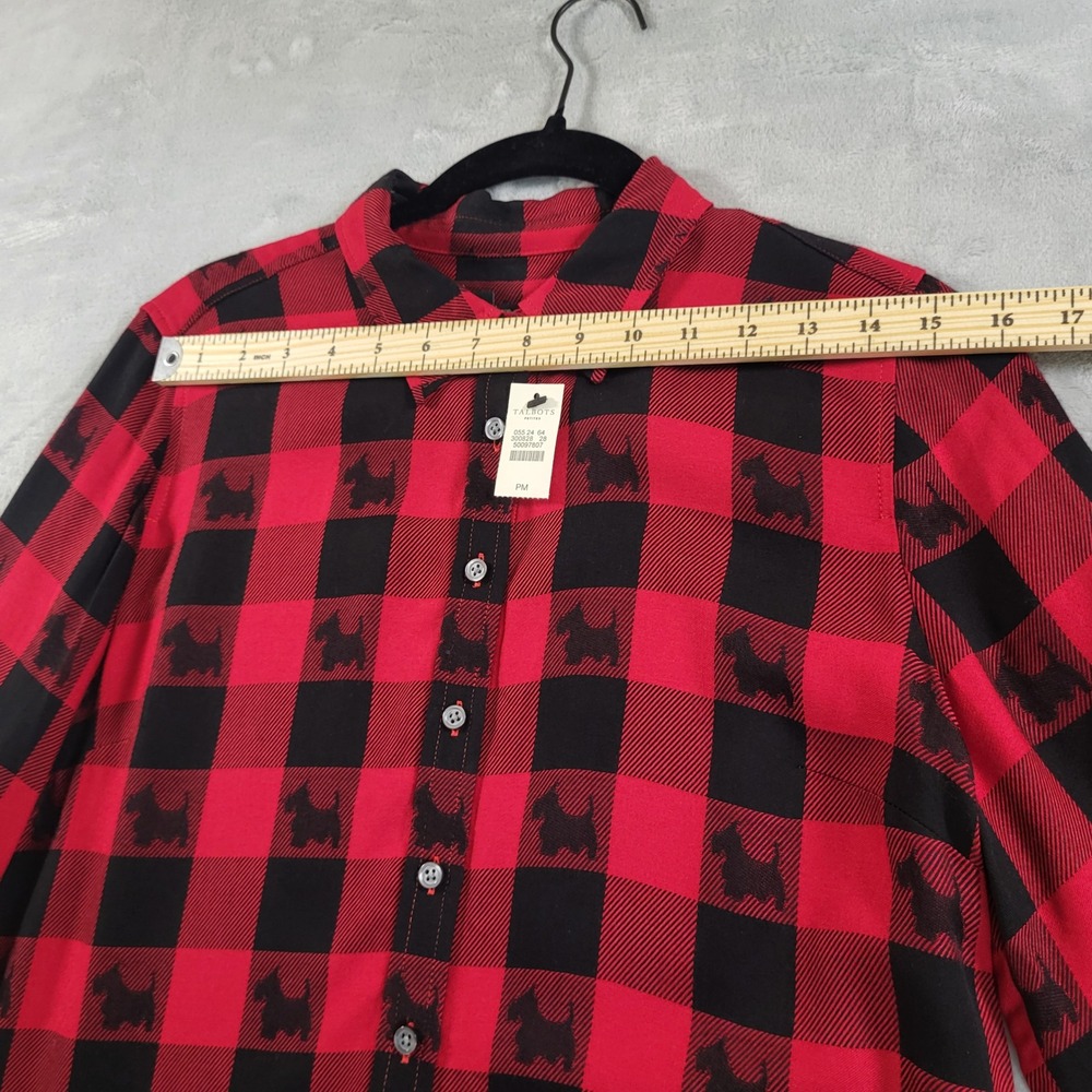 Talbots Womens PM Scotty Dog Buffalo Plaid Holiday Christmas Festive Button‎ Up - Picture 8 of 14